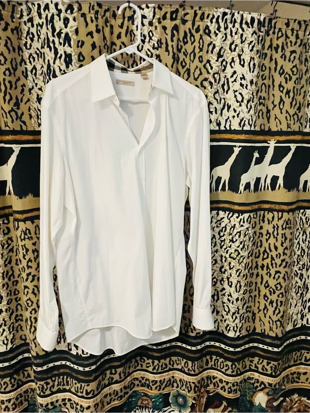 Burberry Men's White Long-Sleeve Dress Shirt